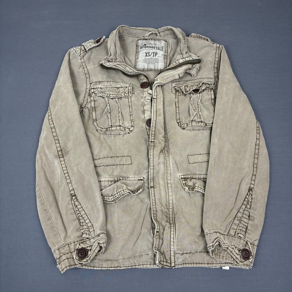 Y2K Aeropostale Tan Khaki Military Utility Jacket Men's Size XS